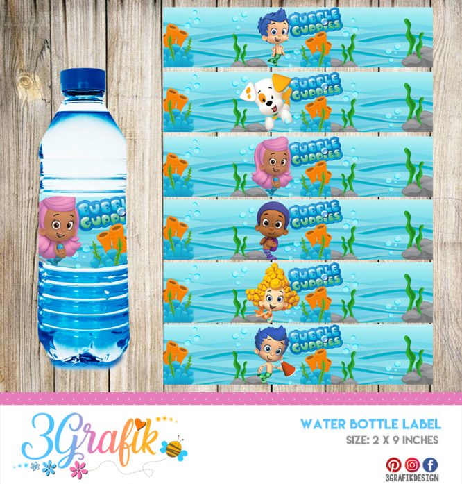 Bubble Guppies – Water Bottle Label – Printable - Image 2