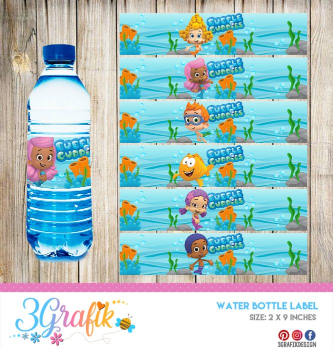 Bubble Guppies – Water Bottle Label – Printable