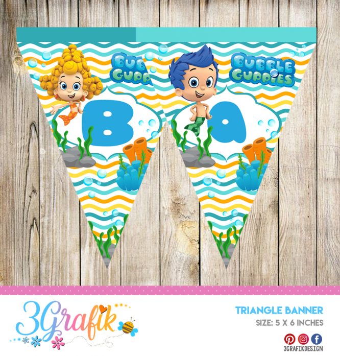 Bubble Guppies Triangle Banner – Banners and Garlands – Printable - Image 2