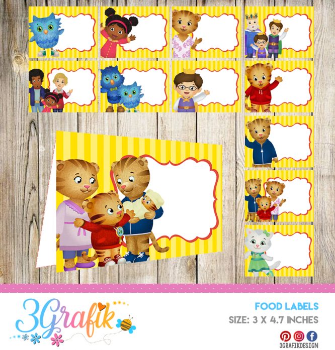 Daniel tiger – Food Tent Cards – Printable