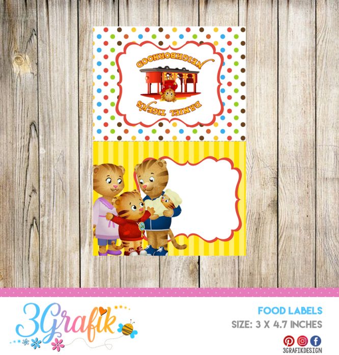 Daniel tiger – Food Tent Cards – Printable - Image 2