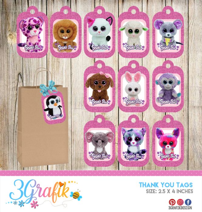 Beanie Boo – Thank You Tags – Printable - Image 2