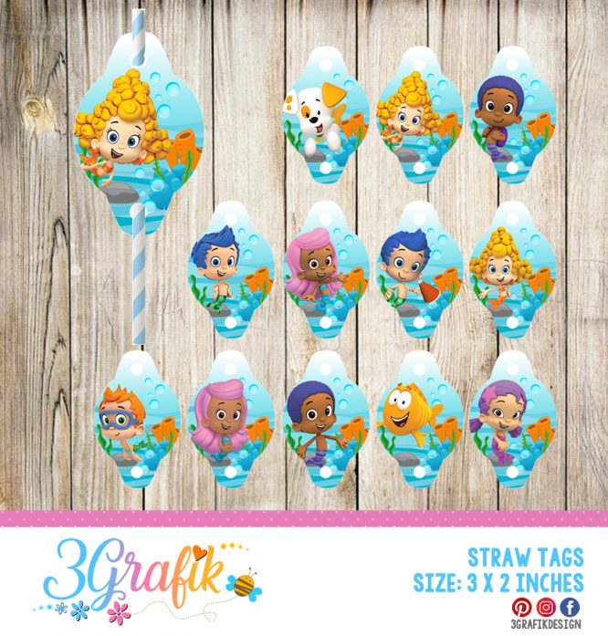 Bubble Guppies – Straw Tags – Printable