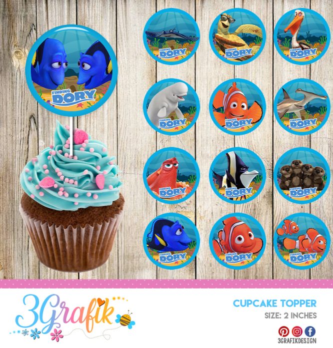 Finding Dory – Cupcake Topper – Printable - Image 2