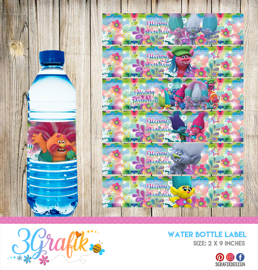 Trolls 2 Water Bottle Wrap – Easy Inviting