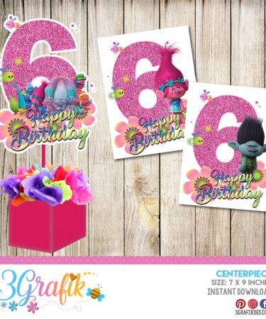 Trolls 1st – Centerpiece – Printable - 3Grafik