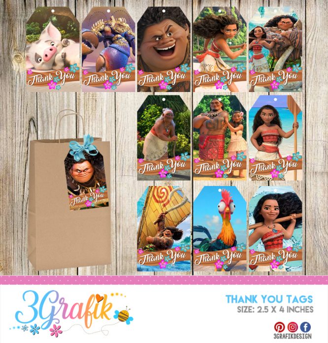 Moana – Thank You Tags – Printable