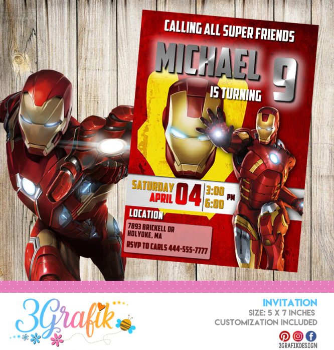 Iron Man Avengers – Printable – Invitation