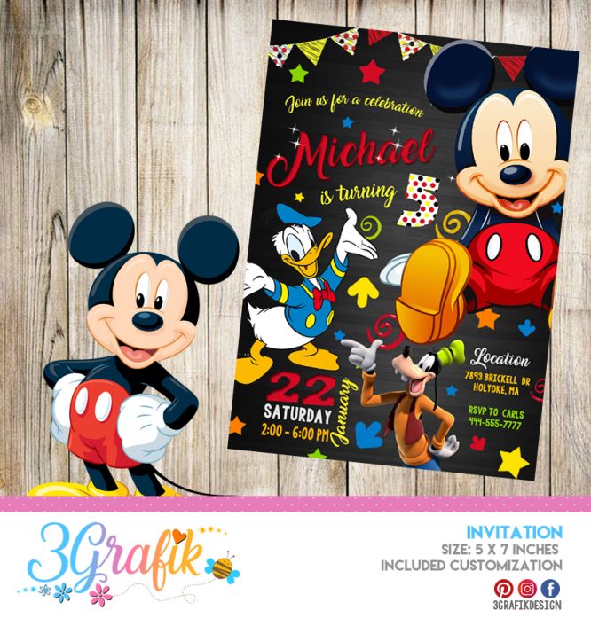 Mickey Mouse – Invitation – Printable