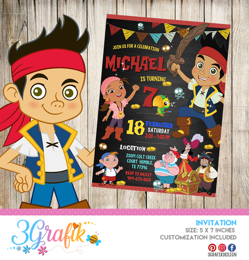 jake and the neverland pirates handmade invitations