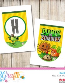 Plants VS Zombies, Full Alphabet Garland, Happy Birthday Banner, Custom,  Instant Download, P…