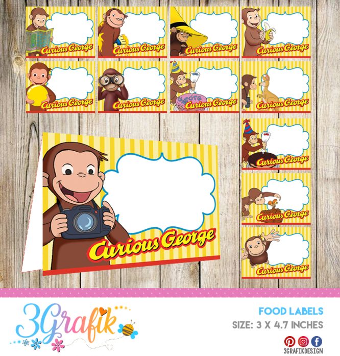 Curious George – Food Tent Cards – Printable