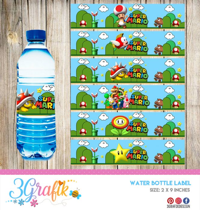 Super Mario Bros – Water Bottle Label – Printable