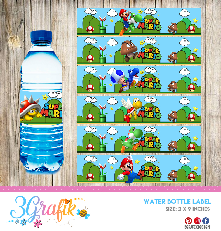 Super Mario Bros Water Bottle Label Printable 3grafik