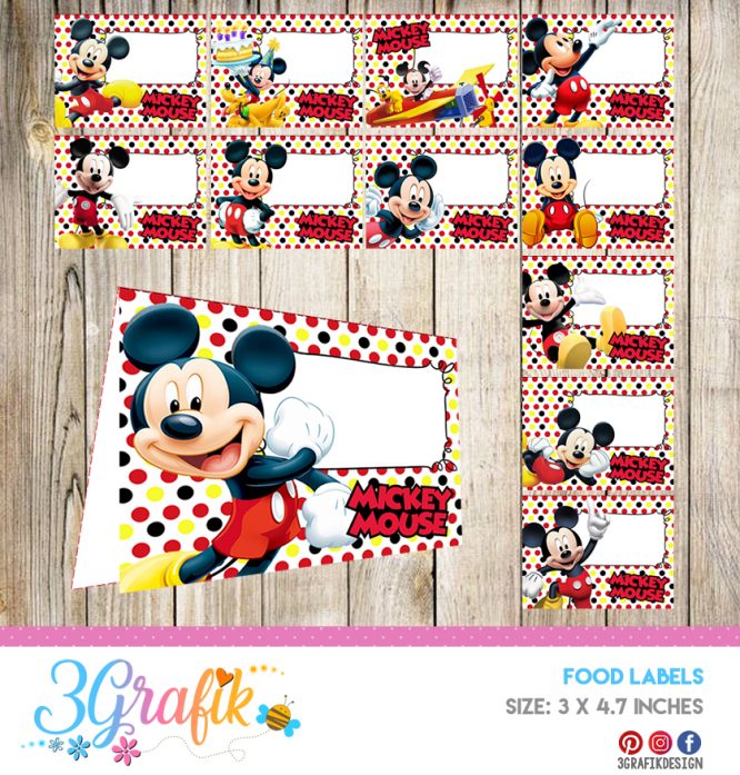 Mickey Mouse – Food Tent Cards – Printable