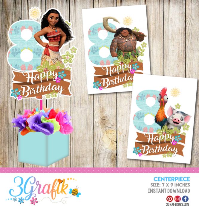 Moana 8th – Centerpiece – Printable