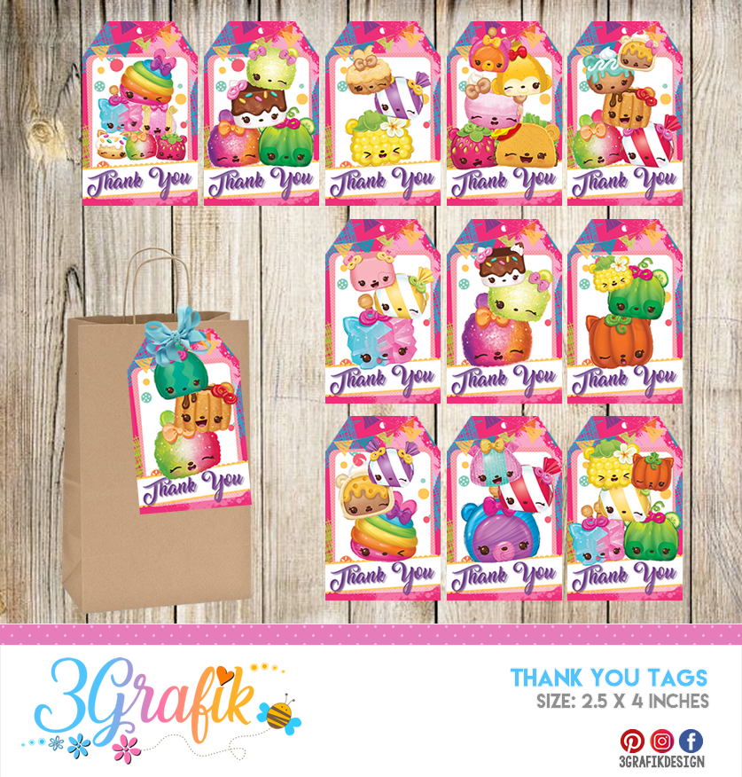 Num Noms Thank You Tags, Printable Num Noms Gift Tags, Num Noms