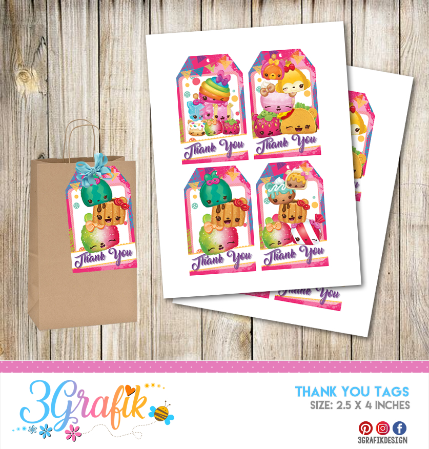 Num Noms Thank You Tags, Printable Num Noms Gift Tags, Num Noms