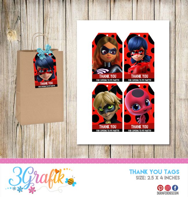 Miraculous Ladybug Thank You Tags Printable Grafik Printable Planner 