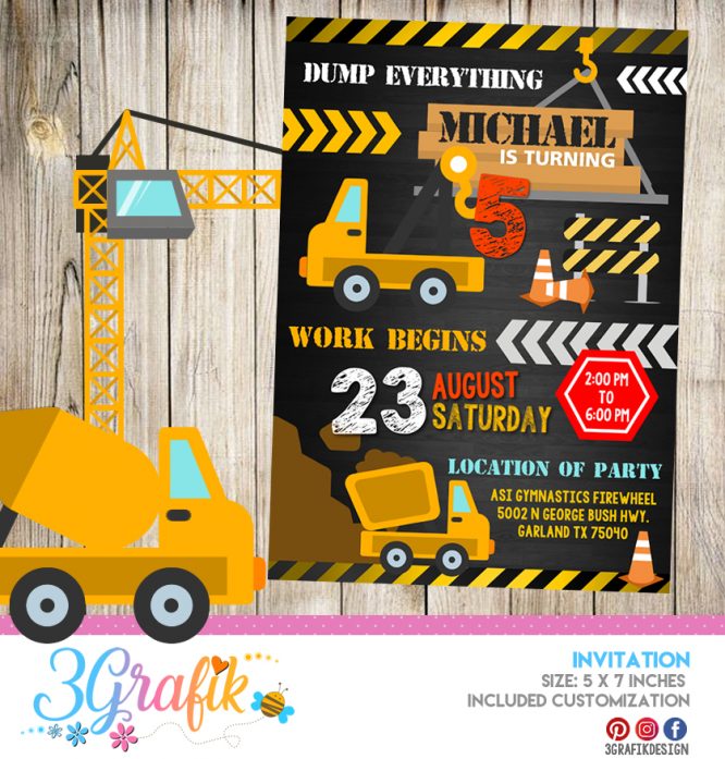 Construction – Invitation – Printable