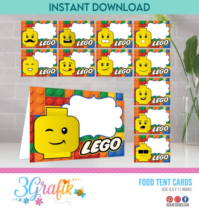 Lego Food Tent Cards Printable