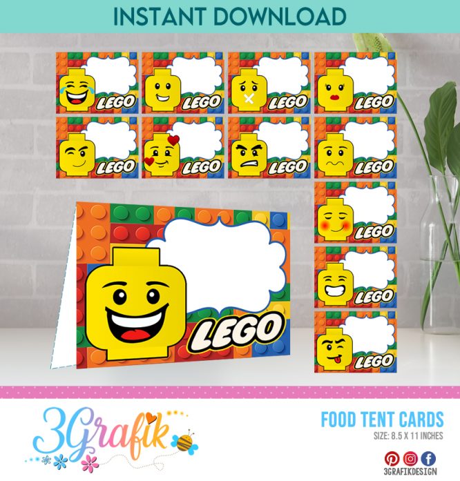 Lego Food Tent Cards Printable