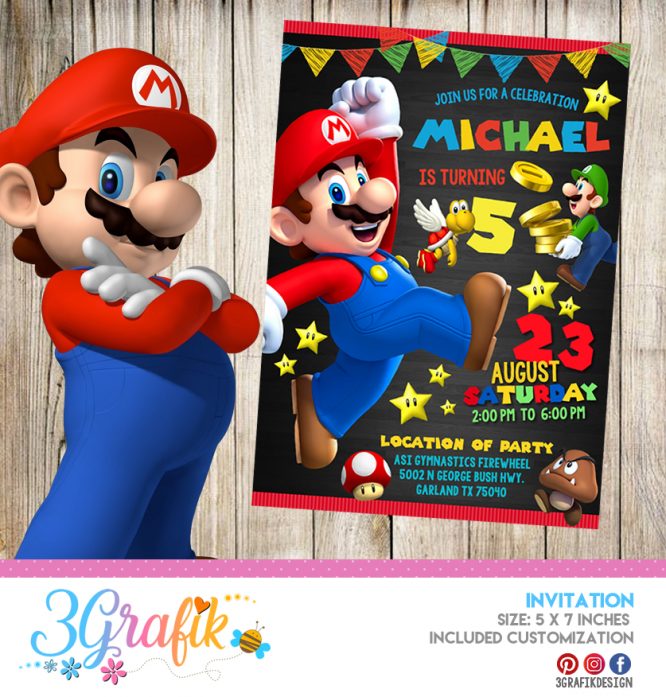 Super Mario Bros Invitation