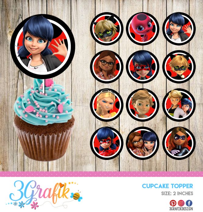 Miraculous Ladybug – Cupcakes Topper – Printable