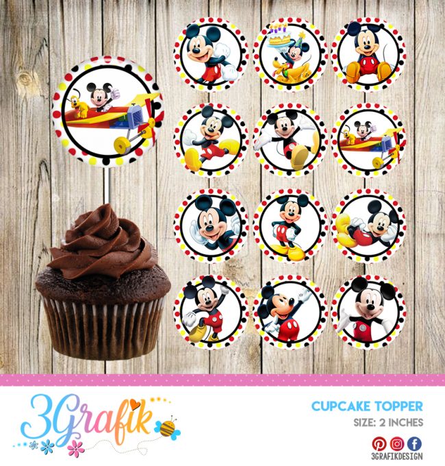 Mickey Mouse – Cupcakes Topper – Printable - 3Grafik