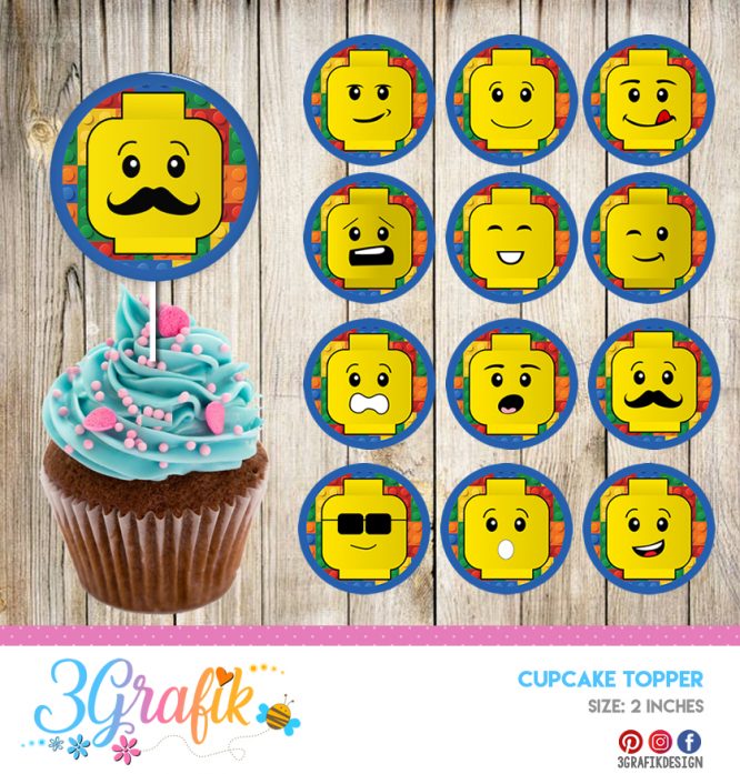 Lego Cupcakes Topper Printable 3grafik