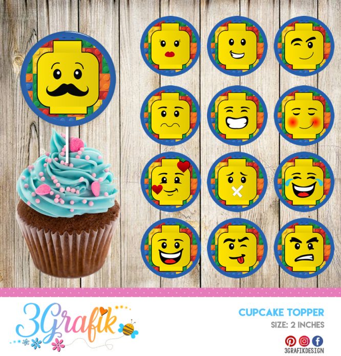 Lego – Cupcakes Topper – Printable - Image 2