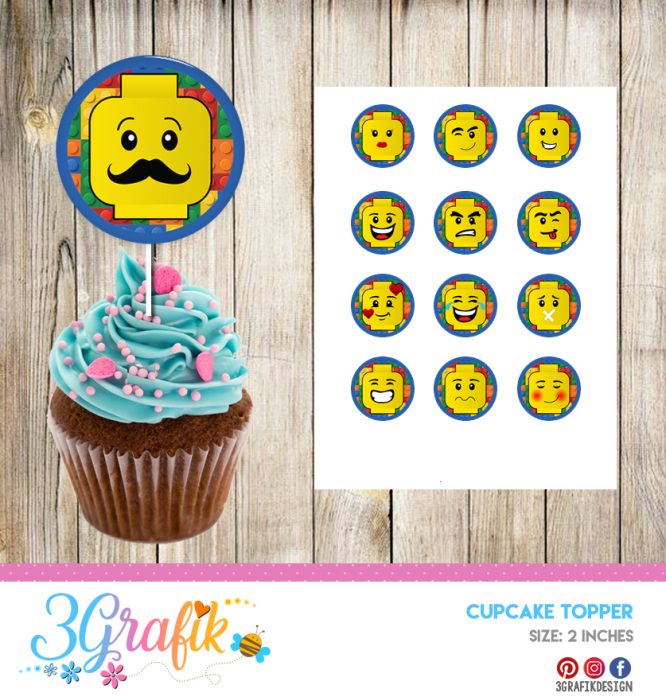 Lego – Cupcakes Topper – Printable - Image 3