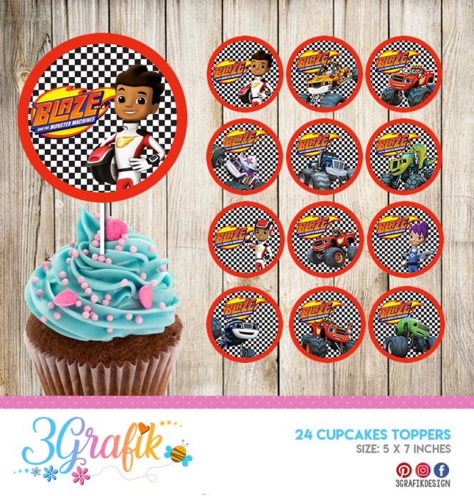 Blaze and the Monster Machines – Cupcakes Topper – Printable