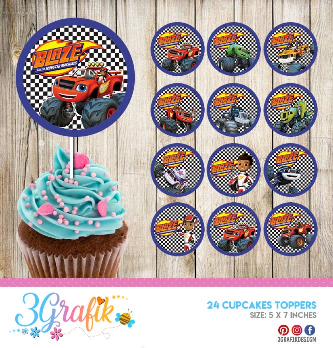 Blaze and the Monster Machines – Cupcakes Topper – Printable - Image 2