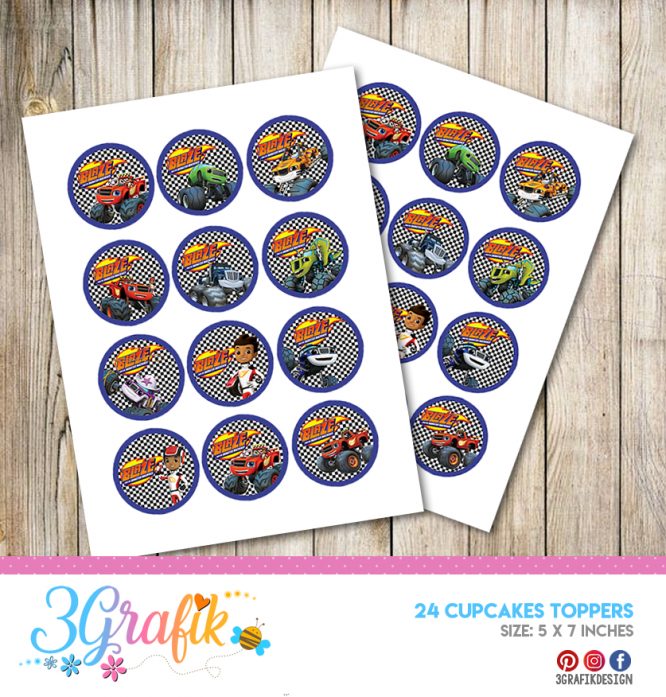 Blaze and the Monster Machines – Cupcakes Topper – Printable - Image 3