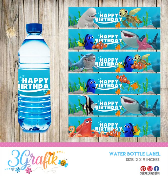 Finding Dory – Water Bottle Label – Printable