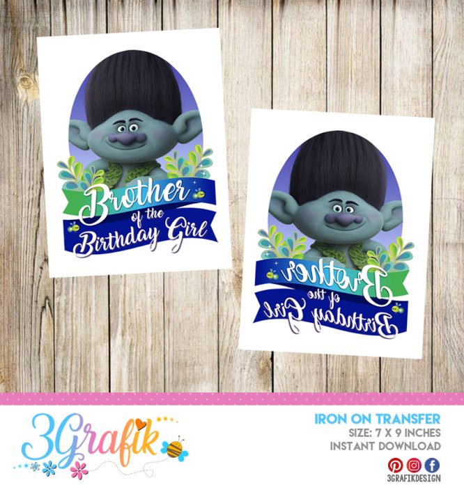 Trolls Brother – Iron on Transfer – Printable - Image 2