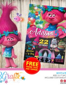 Trolls – Invitation – Printable - 3Grafik