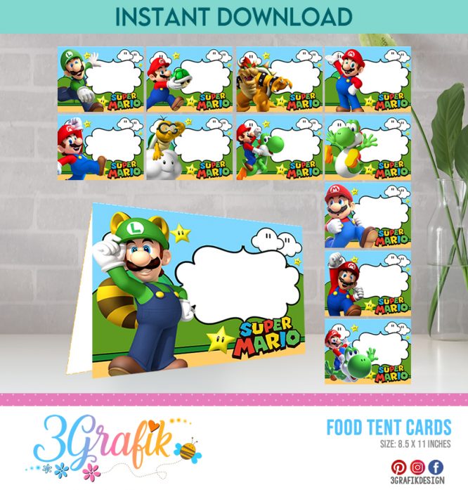 Super Mario Bros Food Tent Cards Printables