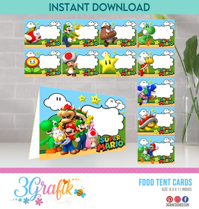 Super Mario Bros Food Tent Cards Printables