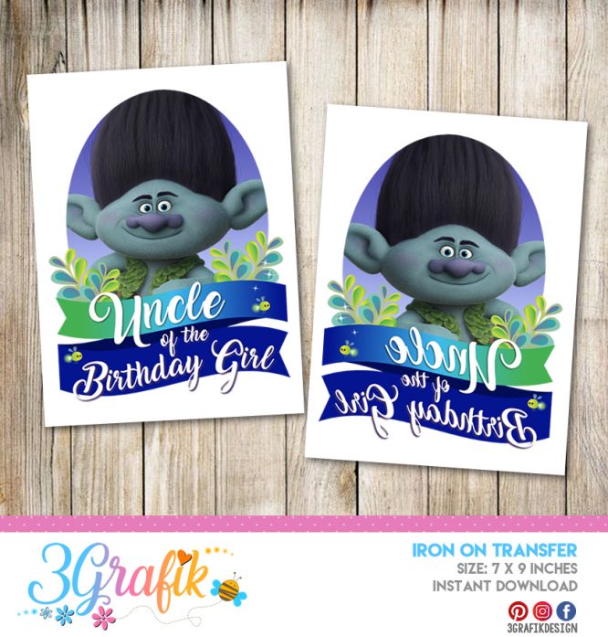 Trolls Uncle – Iron on Transfer – Printable