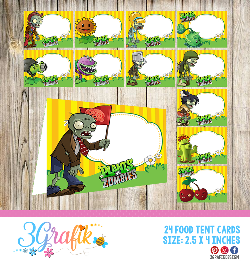 Plants vs Zombies: Free Printable Cards or Invitations.  Zombie birthday,  Zombie birthday parties, Zombie party