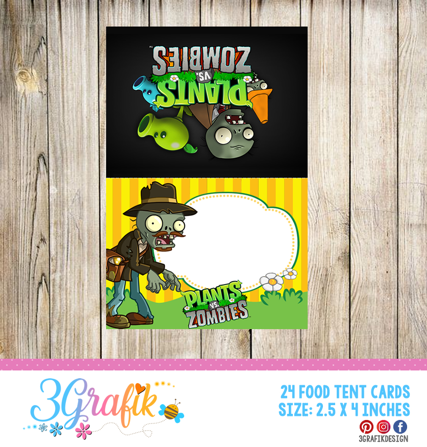 Plants vs Zombies: Free Printable Cards or Invitations.  Zombie birthday,  Zombie birthday parties, Zombie party