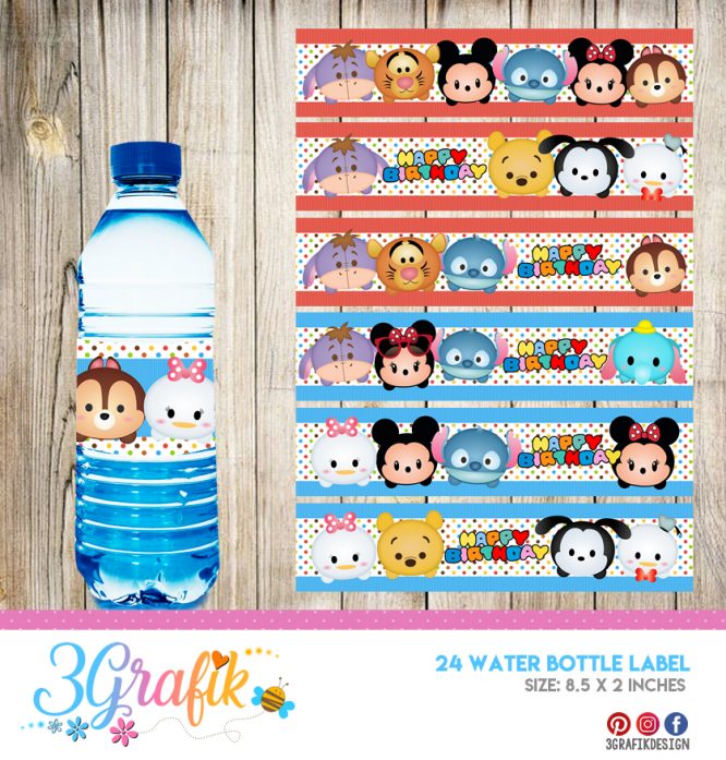 Tsum Tsum – Water Bottle Label – Printable - Image 4