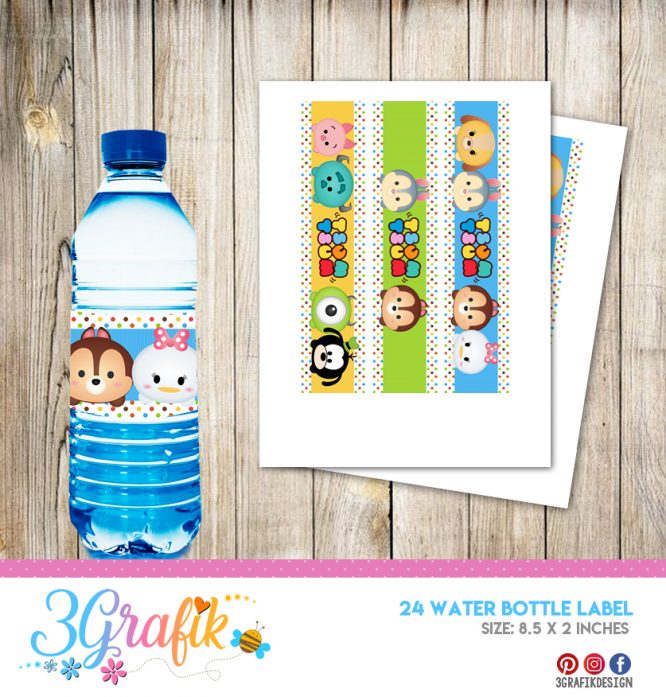 Tsum Tsum – Water Bottle Label – Printable - Image 5