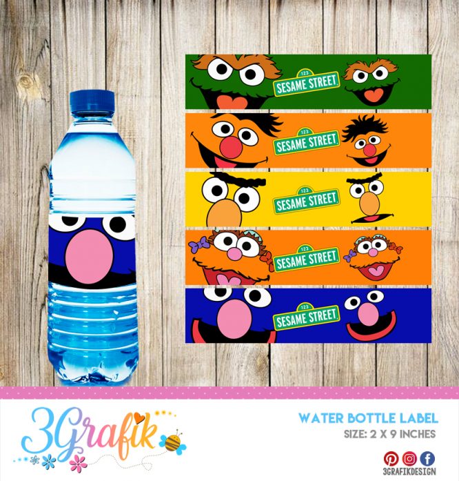 Sesame – Water Bottle Label – Printable - Image 3