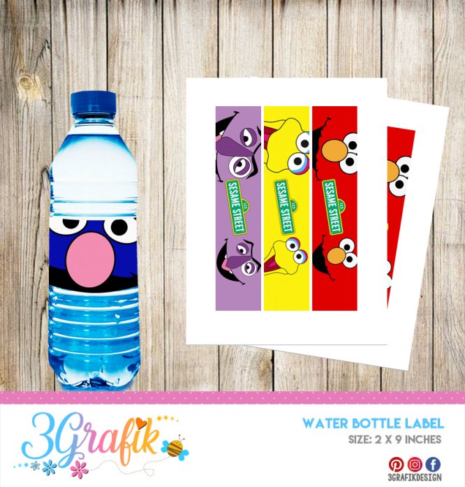 Sesame – Water Bottle Label – Printable - Image 2