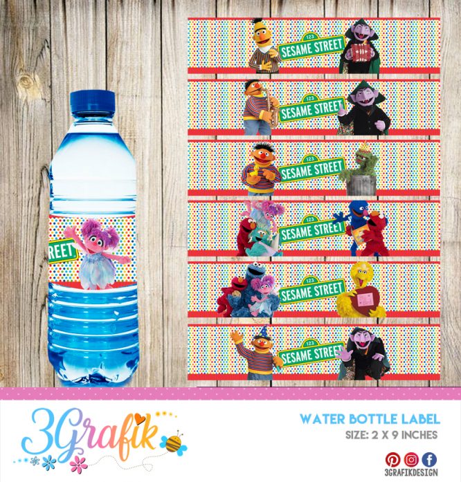 Sesame – Water Bottle Label – Printable - Image 2