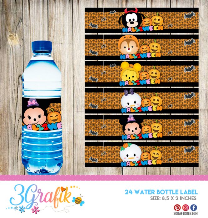 Tsum Tsum Halloween Water Bottle Label - Image 4