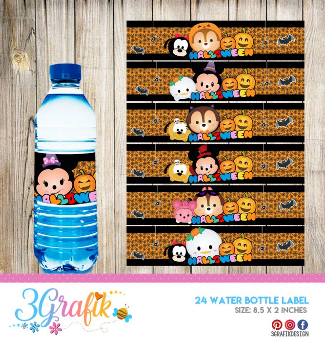 Tsum Tsum Halloween Water Bottle Label - Image 2